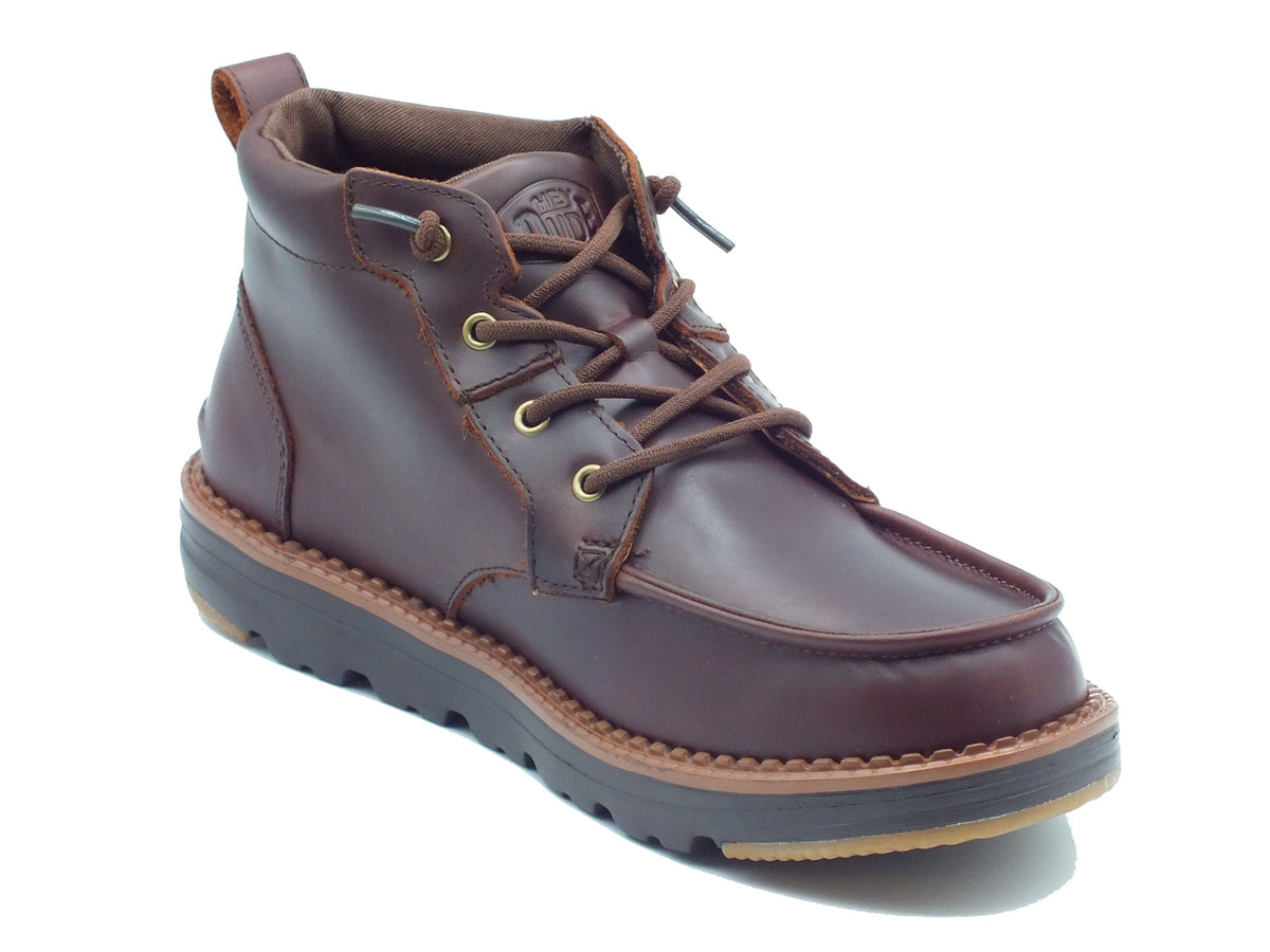 Hey Dude HeyDude 45878 Flint Boot Chocolate Scarponcini per Uomo in pelle marrone Chocolate