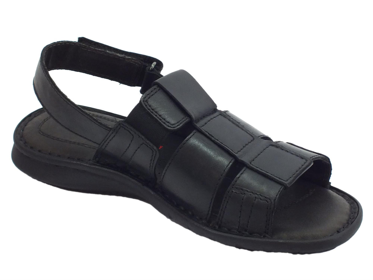 Zen Sandali aperti in pelle Zen per uomo nero chiusura a strappo Nero