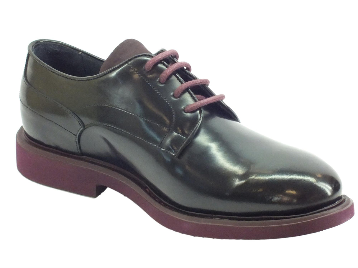 Mercanti Fiorentini Scarpe Mercanti Fiorentini per uomo in pelle nera abrasivata nera dettagli prugna Nero