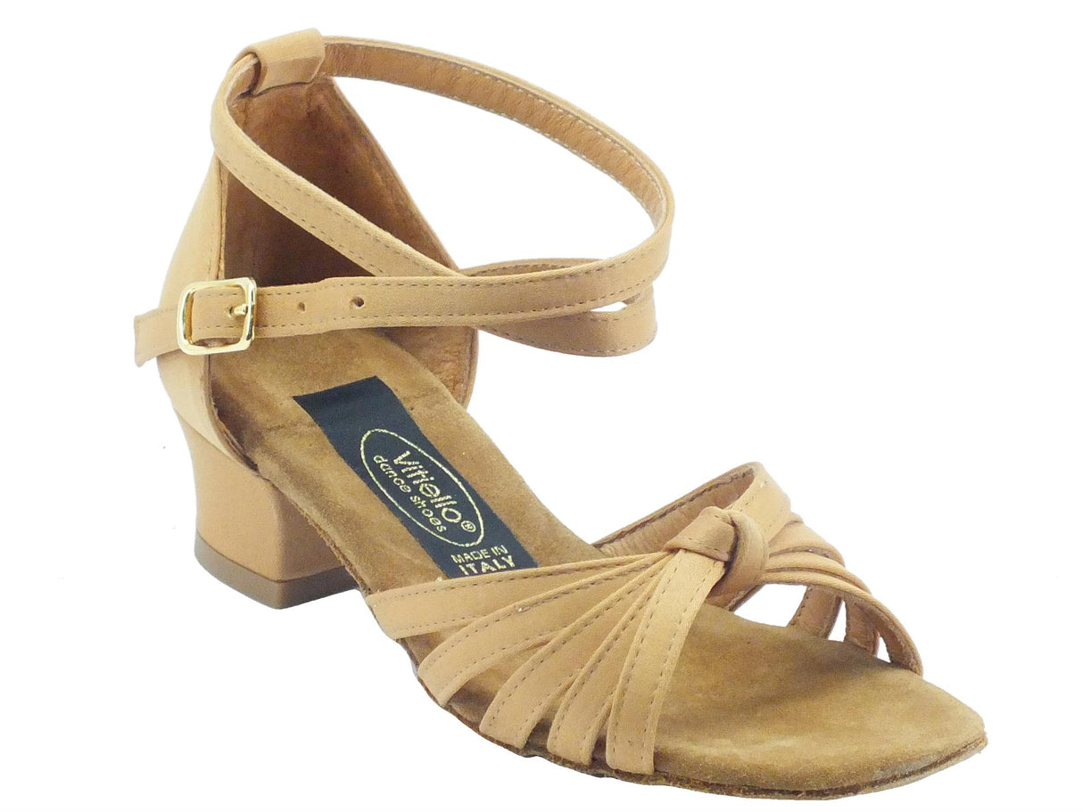 Vitiello dance shoes Scarpe da ballo latino-americano per bambina in raso colore tanganica con tacco 20 tanganica