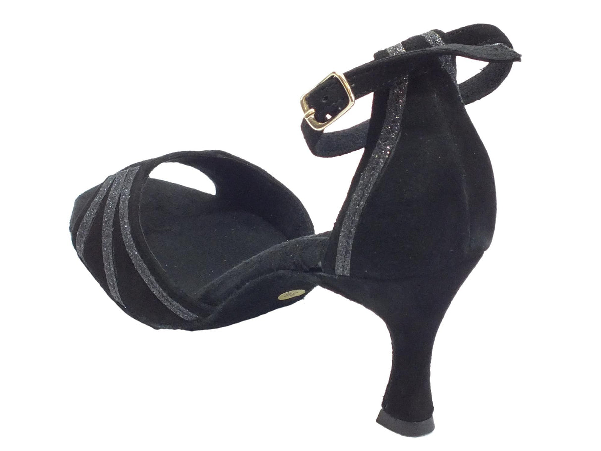 Vitiello dance shoes Scarpe da donna per ballo latino americano in camoscio cristallo fine nero Nero