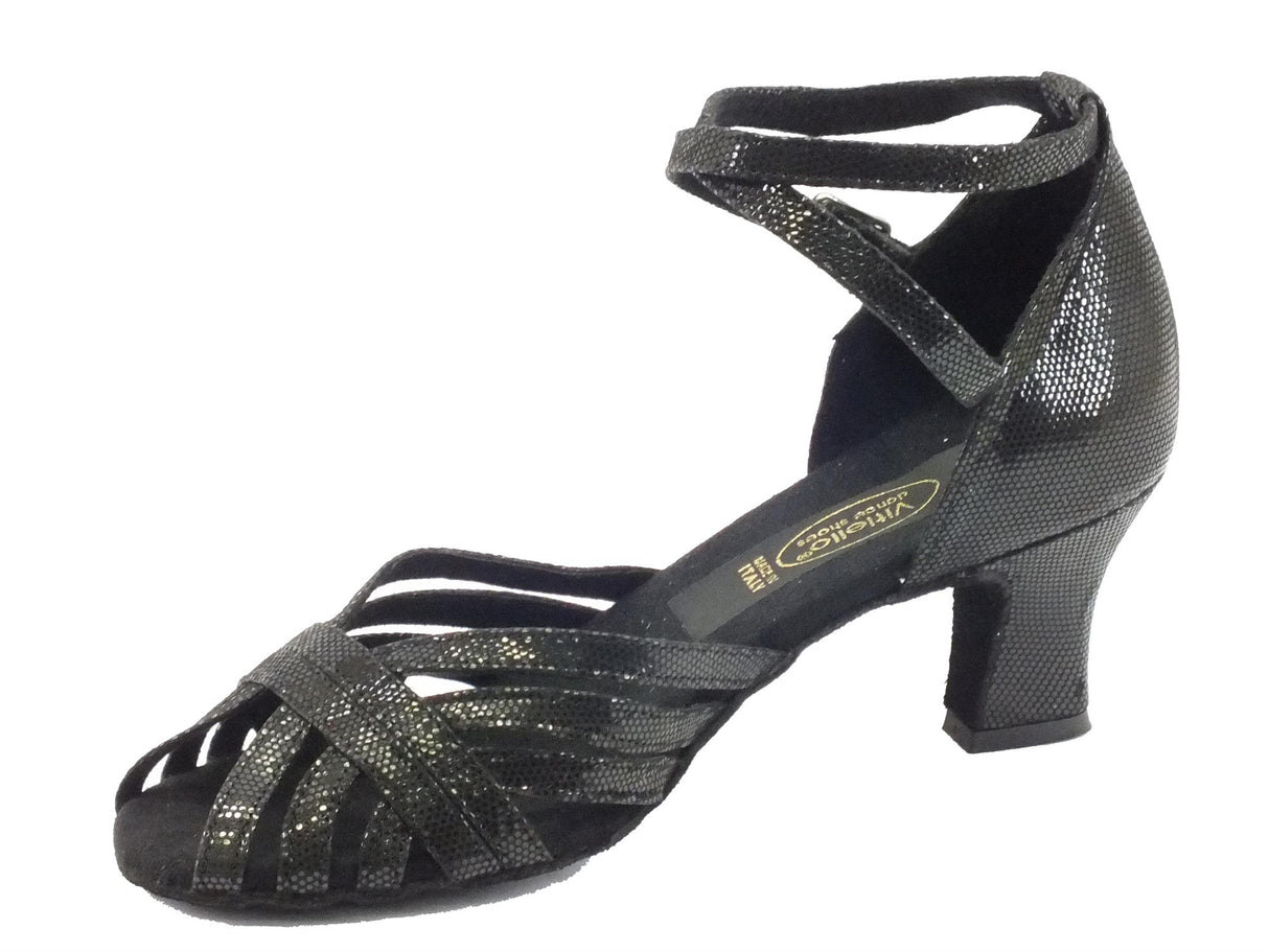 Vitiello dance shoes Scarpe da ballo latino americano per donna satinato nero tacco 50E Nero