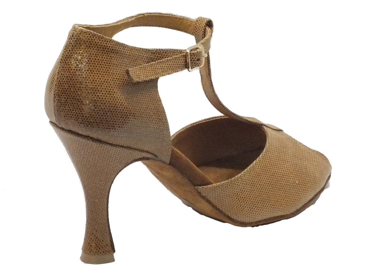 Vitiello dance shoes Scarpe da ballo donna latino in satinato colore cuoio con tacco 90N cuoio
