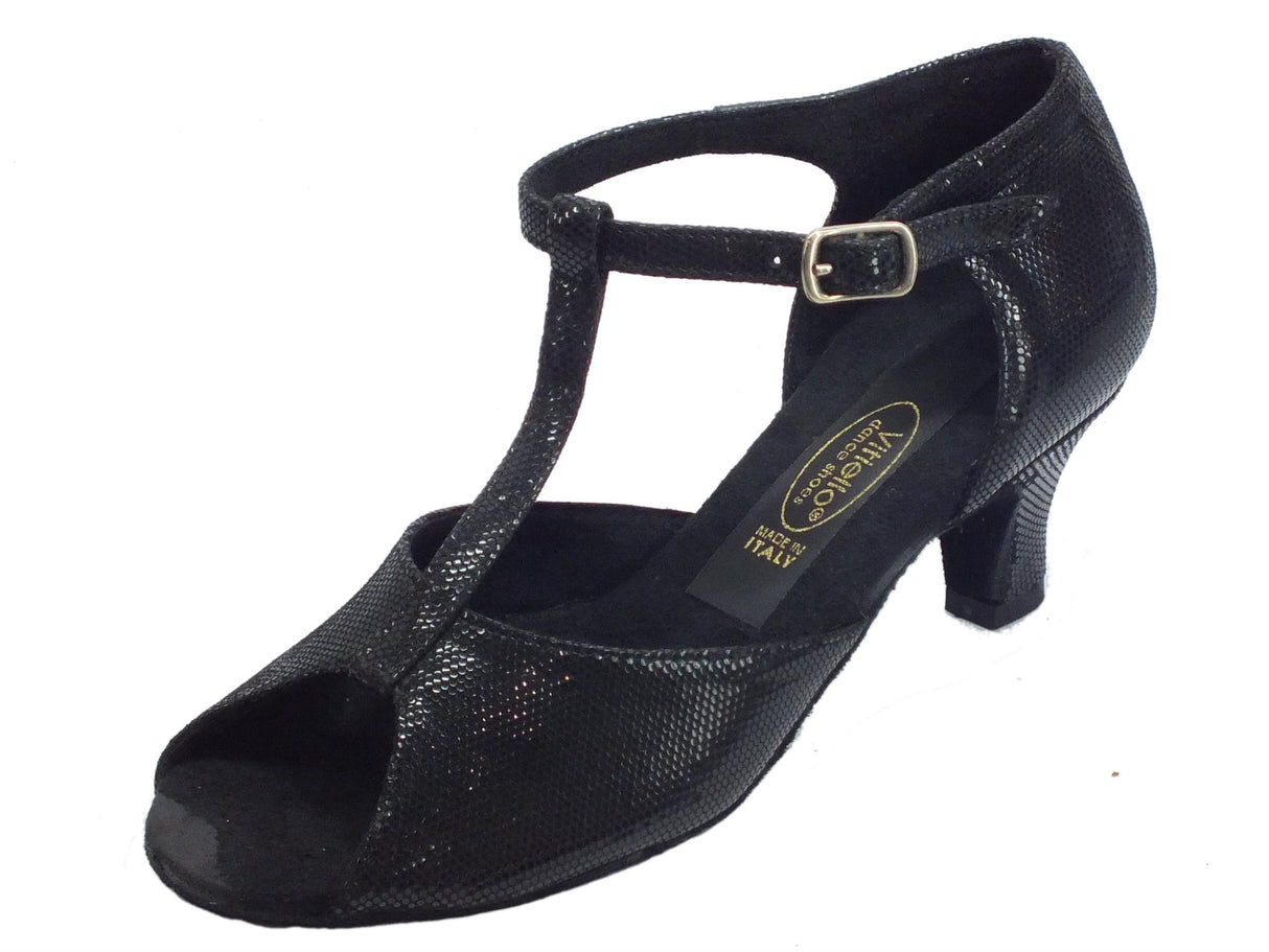 Vitiello dance shoes Scarpe da ballo donna latino in satinato nero con tacco 50R nero