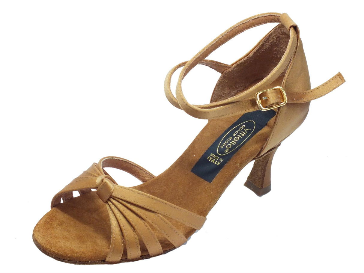 Vitiello dance shoes Scarpa da donna per ballo latino-americano in raso color tanganica tacco 70N tanganica
