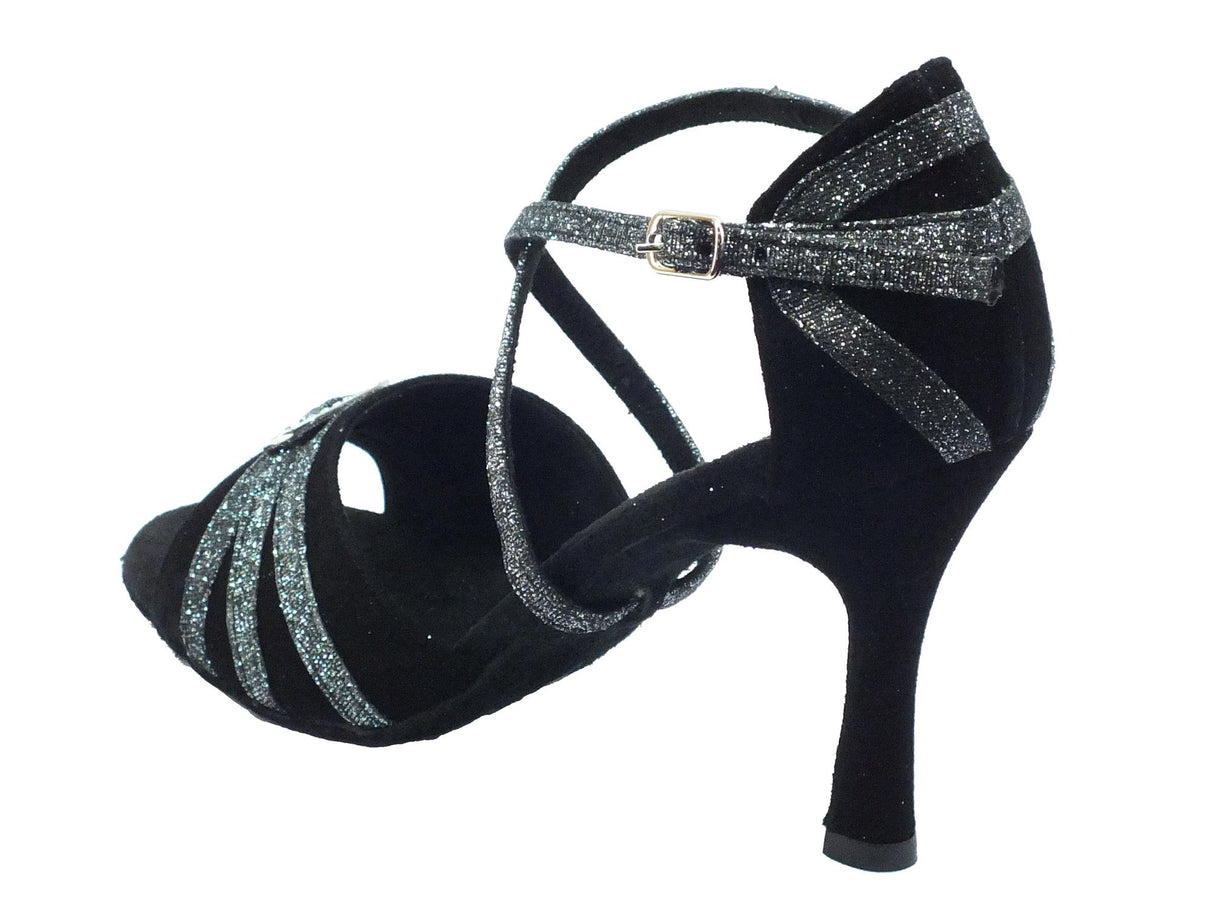 Vitiello dance shoes Scarpe da ballo donna per dnze latino-americane in camoscio nero tacco alto Nero