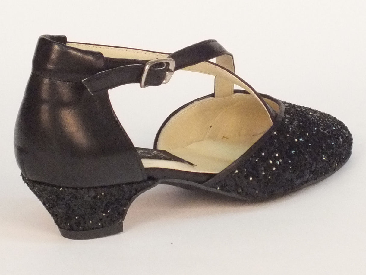 Vitiello dance shoes Scarpa da bambina per ballo standard in capretto e cristal colore nero Nero