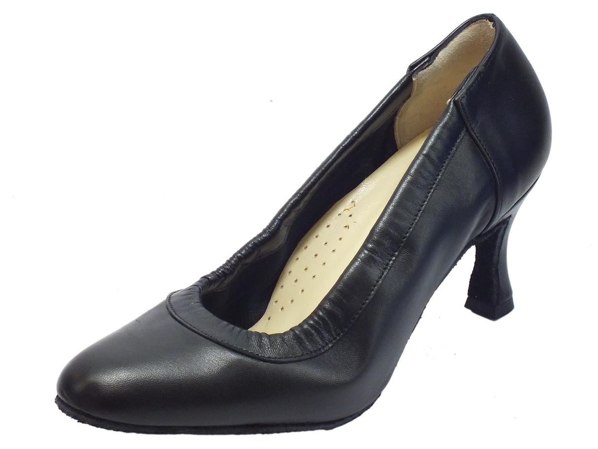 Vitiello dance shoes Scarpa da donna per ballo standard modello decoltè in nappa nera tacco 70N Nero