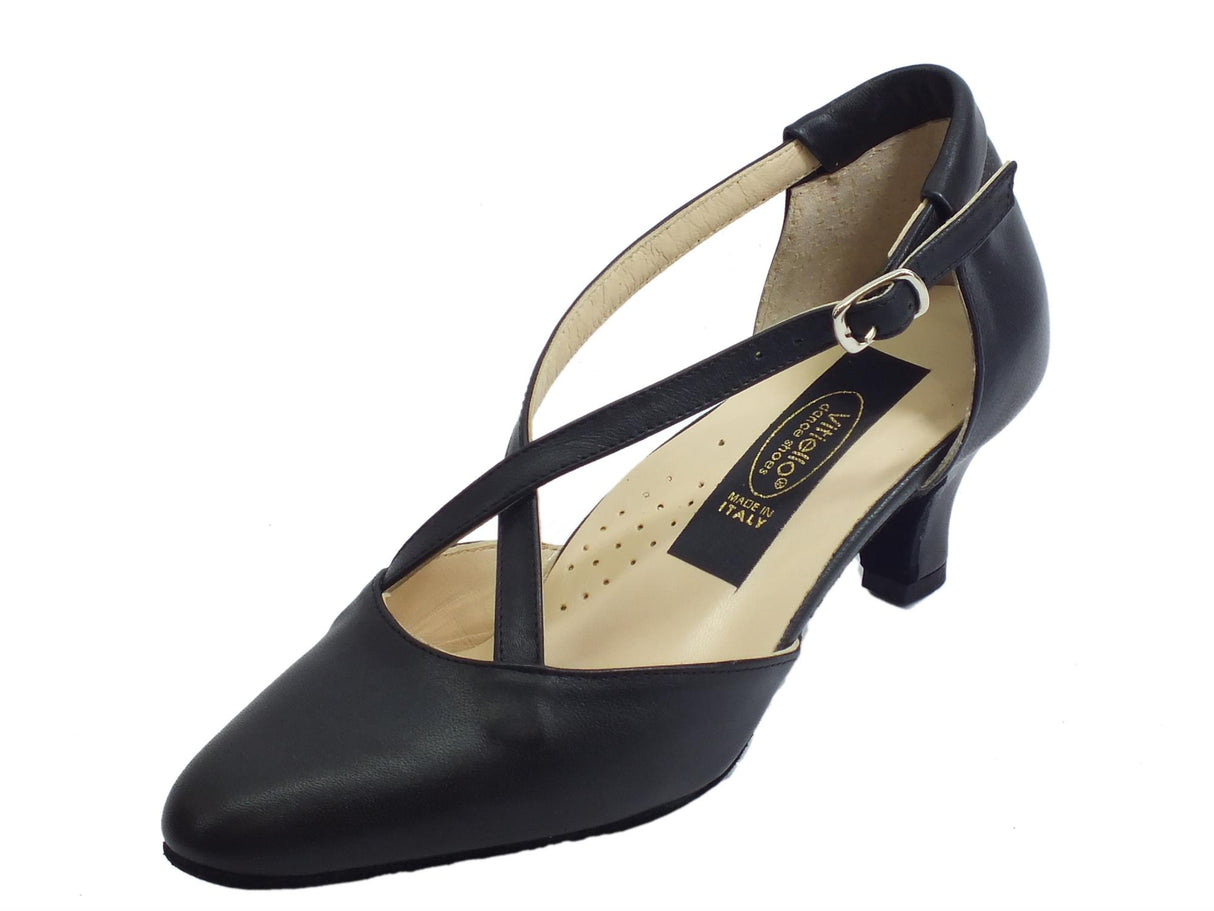 Vitiello dance shoes Scarpa da donna per ballo standard pelle colore nero tacco 50R Nero