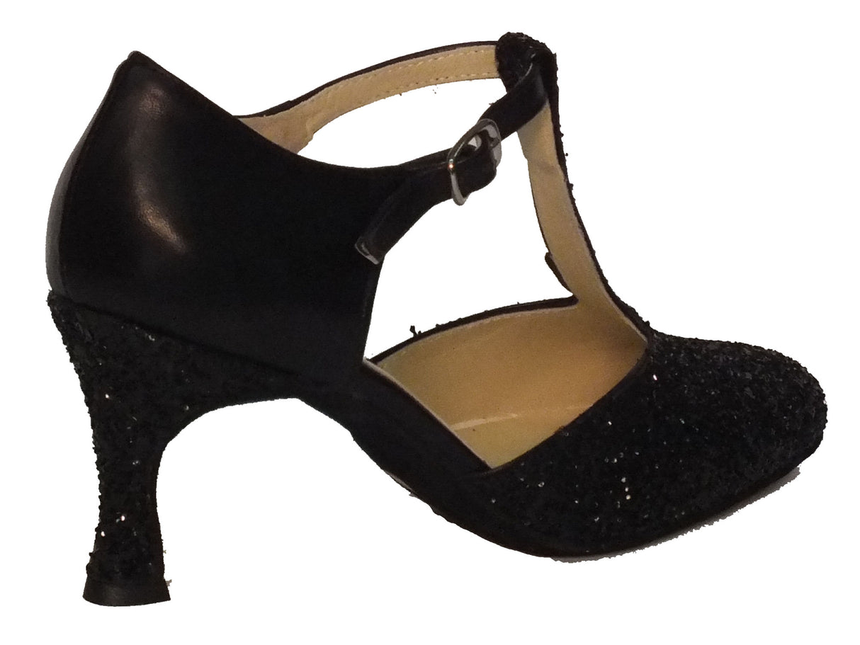 Vitiello dance shoes Scarpa da donna per ballo standard in nappa e cristallo colore nero tacco 70N Nero