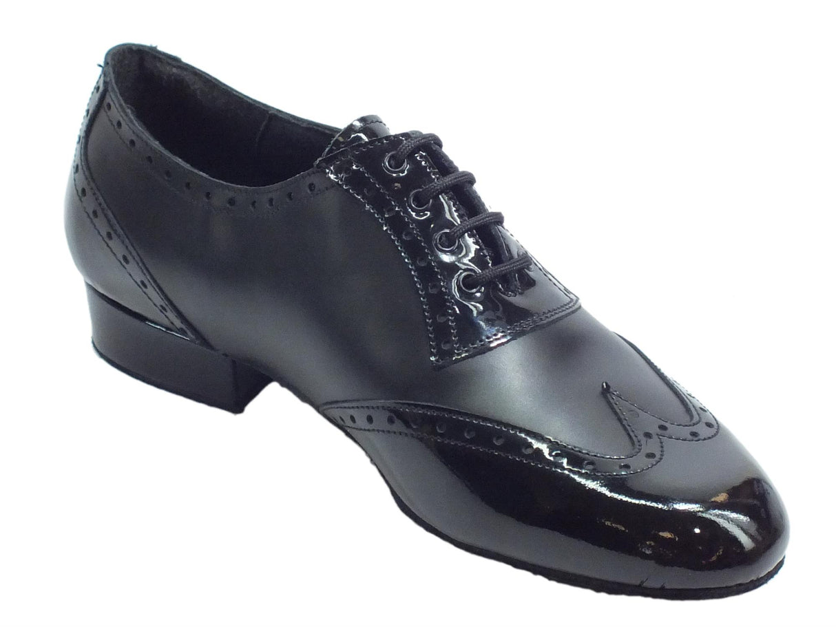 Vitiello dance shoes Scarpa da ballo per uomo in nappa e verniciato nero tacco 2cm Nero