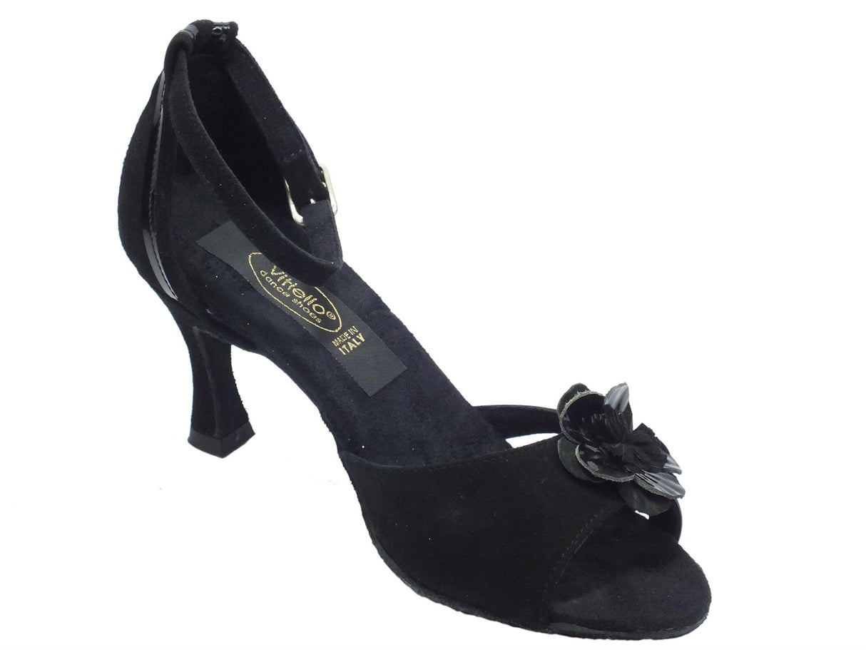 Vitiello dance shoes Scarpe da ballo tango per donna in camoscio e verniciato nero tacco 70N Nero