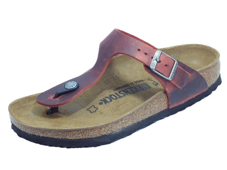 Birkenstock Birkenstock 1015546 Gizeh BS Earth Red Infradito Donna pelle rossa spazzolato sottopiede in pelle Red