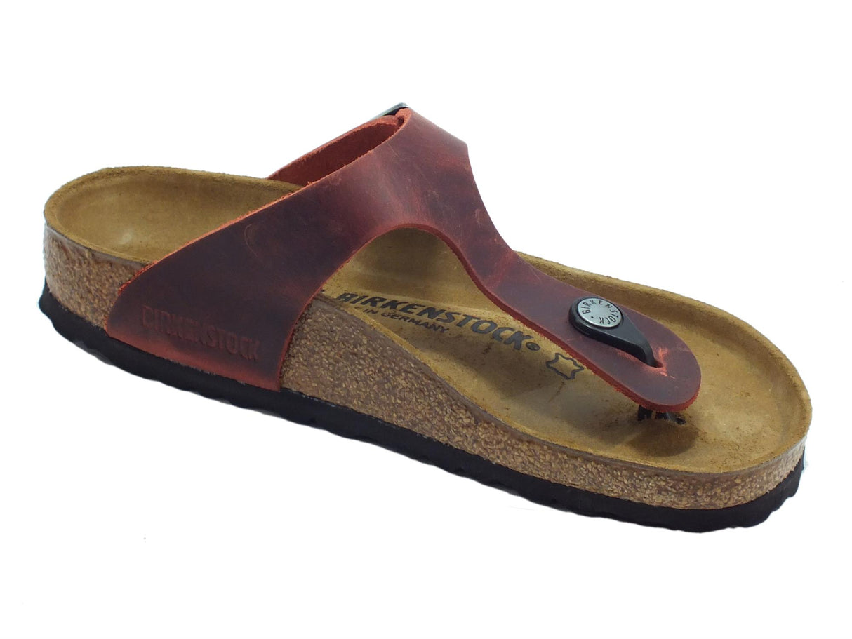 Birkenstock Birkenstock 1015546 Gizeh BS Earth Red Infradito Donna pelle rossa spazzolato sottopiede in pelle Red