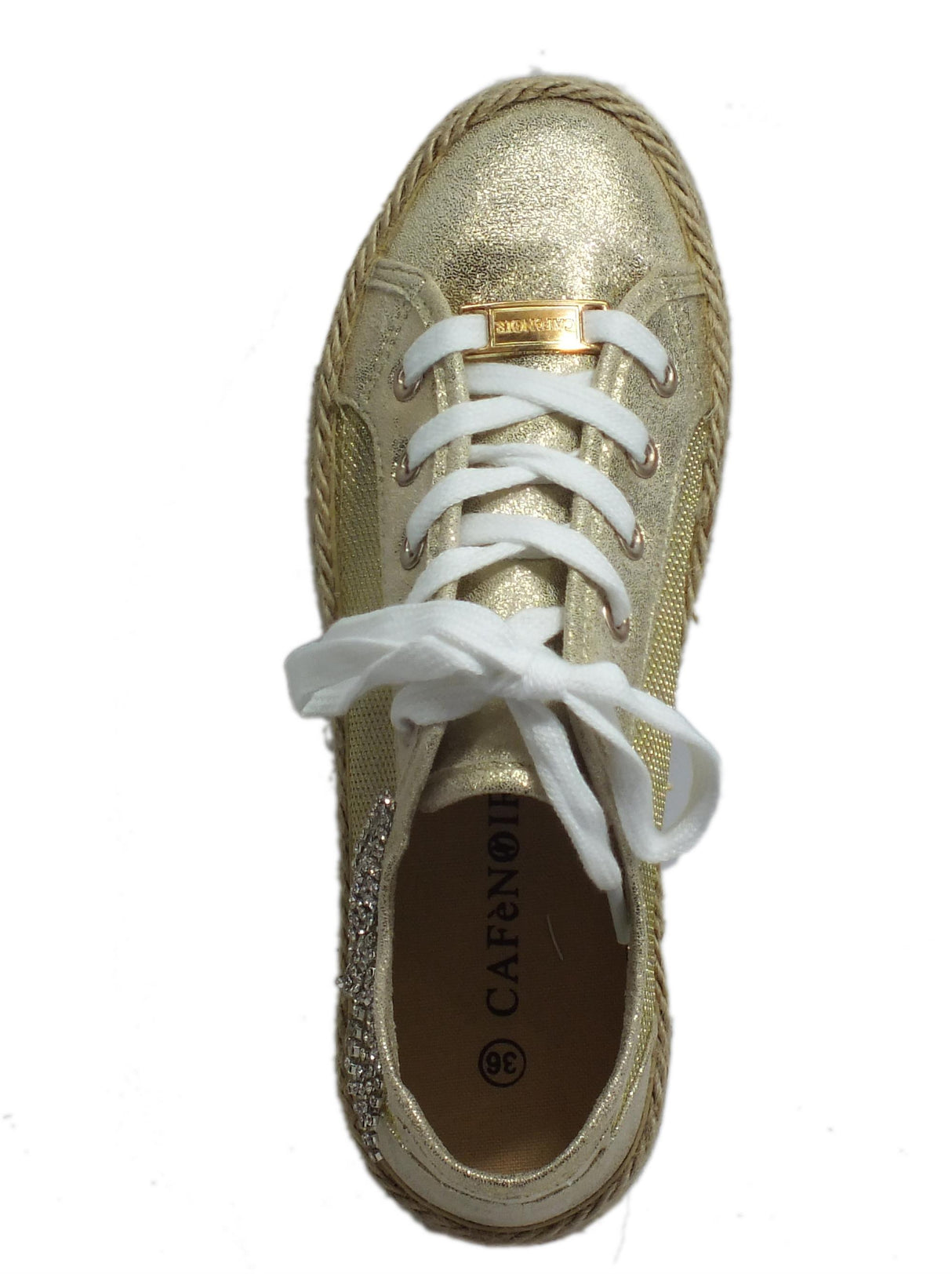 CafèNoir CafèNoir GDG934 Platino Scarpe Donna in tessuto oro e corda beige Platino