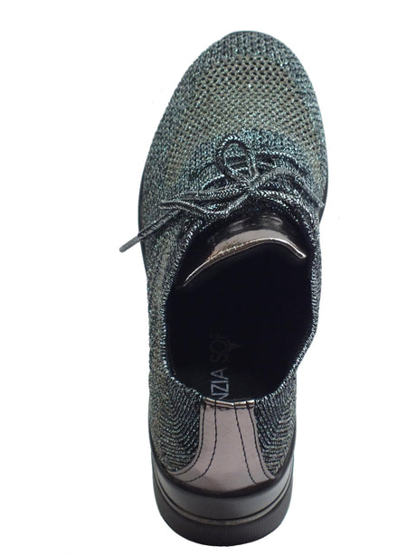 Cinzia Soft Cinzia Soft MH616530 Black/Dk.Grey Sneakers per Donna in tessuto nero ed argento zeppa alta Black/Dk.Grey