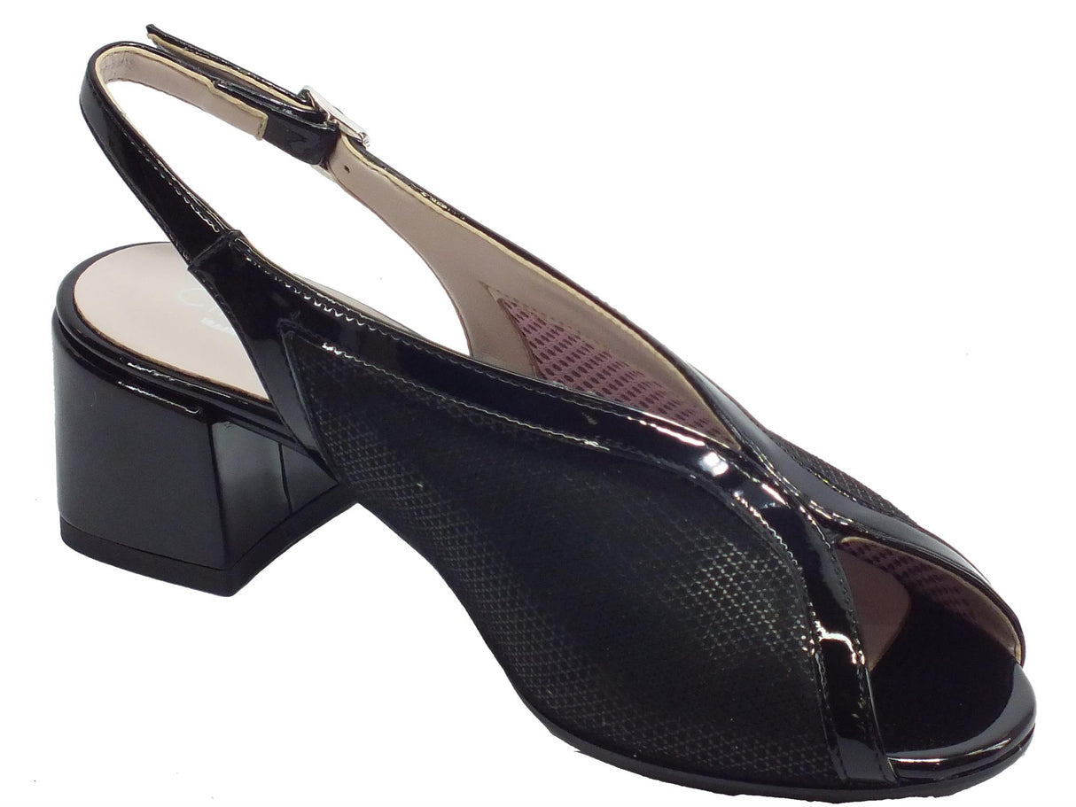 Cinzia Soft Cinzia Soft IAB913302 Vernice Nero Sandali con tacco medio per Donna in tessuto elasticizzato Nero