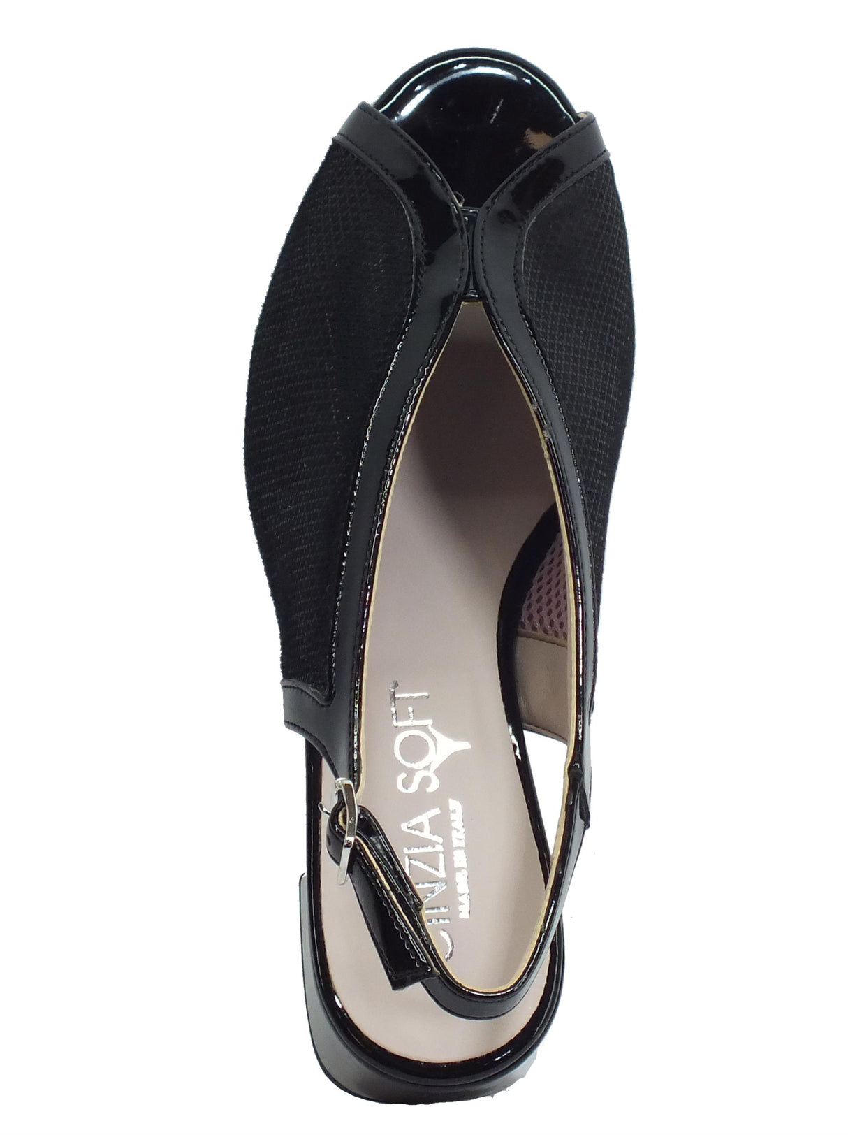 Cinzia Soft Cinzia Soft IAB913302 Vernice Nero Sandali con tacco medio per Donna in tessuto elasticizzato Nero