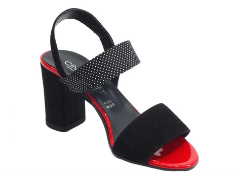 Cinzia Soft Cinzia Soft IBBF918 Camoascio Poisse Nero Rosso Sandali per Donna eleganti vintage tacco alto Nero Rosso