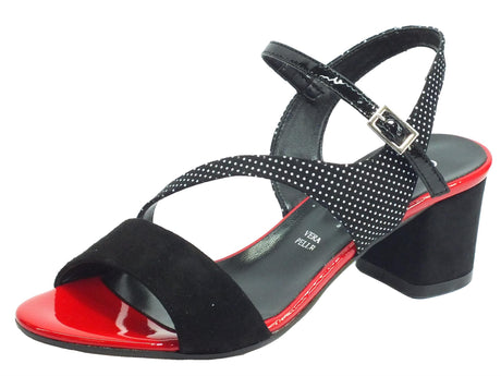 Cinzia Soft Cinzia Soft IBBF962 Camoascio Poisse Nero Rosso Sandali per Donna eleganti vintage tacco medio Nero Rosso
