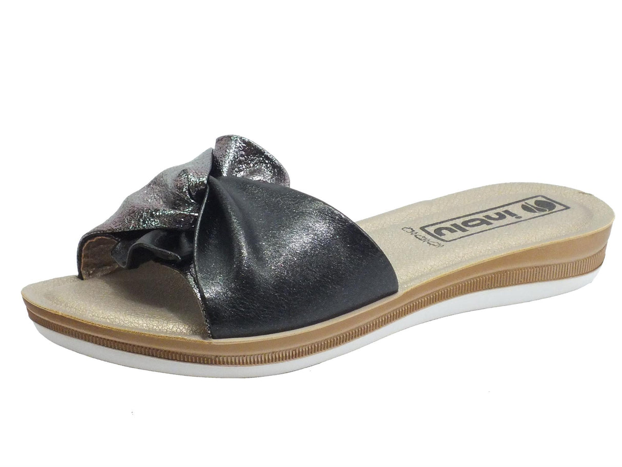InBlu InBlu BA000029 Nero Ciabatte per Donna con fiocco Nero