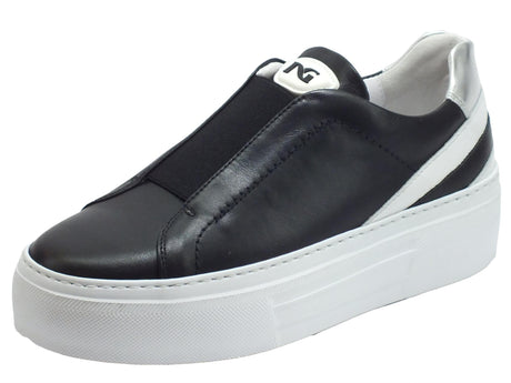 Nero Giardini NeroGiardini E010881D Guanto Nero Slip-On Donna in pelle con zeppona nero