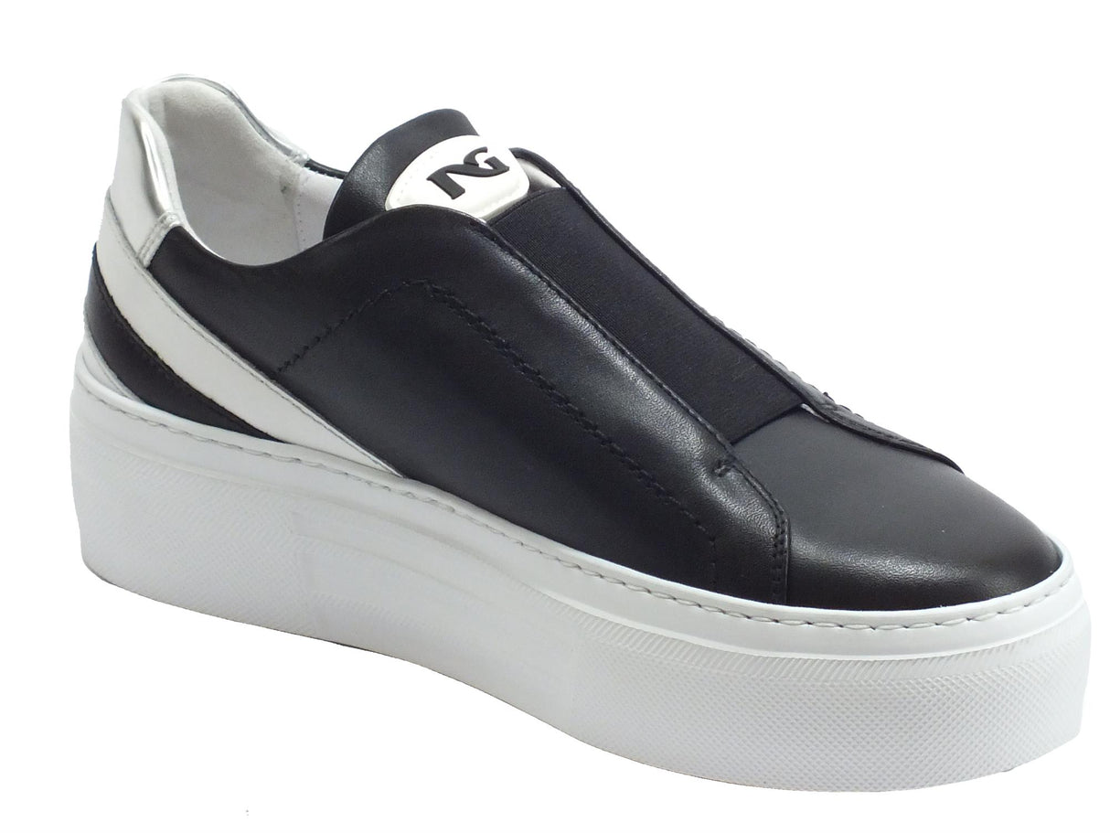 Nero Giardini NeroGiardini E010881D Guanto Nero Slip-On Donna in pelle con zeppona nero