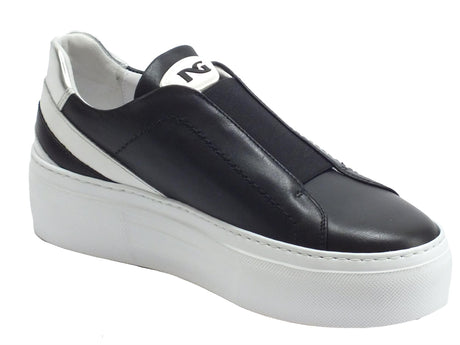 Nero Giardini NeroGiardini E010881D Guanto Nero Slip-On Donna in pelle con zeppona nero