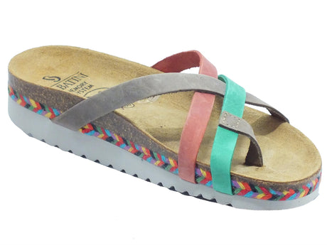 Sabatini Sabatini 4201 Crazy Multicolor M. Emanuela Infradito per Donna in nabuk multicolore con zeppa Crazy Multicolor