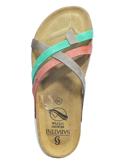 Sabatini Sabatini 4201 Crazy Multicolor M. Emanuela Infradito per Donna in nabuk multicolore con zeppa Crazy Multicolor