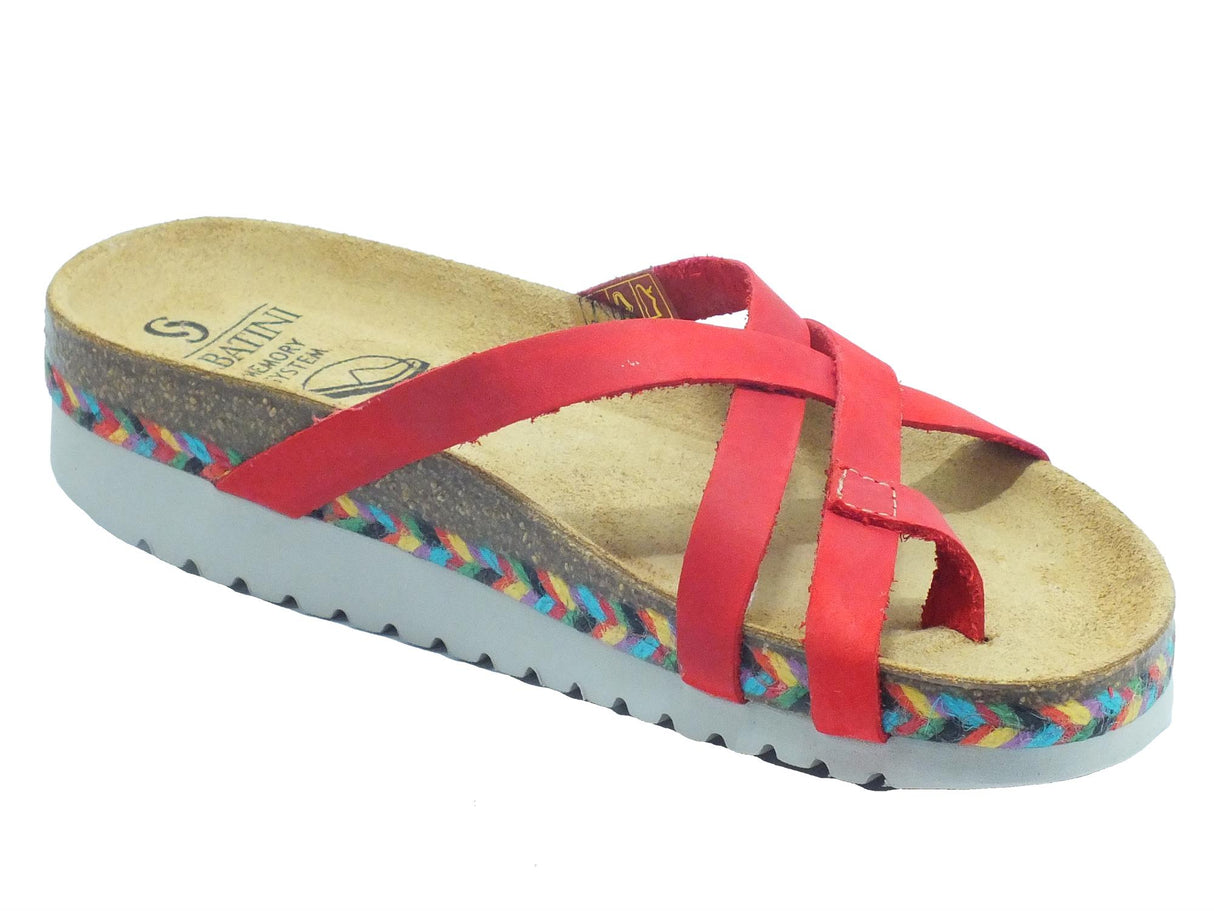 Sabatini Sabatini 4201 Crazy Rosso M. Emanuela Infradito per Donna in nabuk zeppa multicolore Crazy Rosso