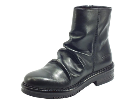 CafèNoir CafèNOIR FFE141 Nero Scarponcini per Donna in pelle arricciata con lampo Nero