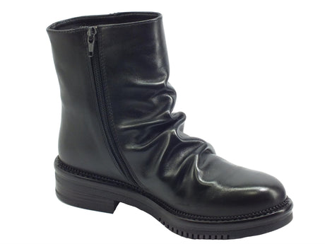 CafèNoir CafèNOIR FFE141 Nero Scarponcini per Donna in pelle arricciata con lampo Nero