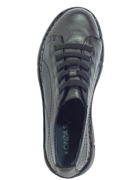 Cinzia Soft Cinzia Soft IV12041 Black Mocassini per donna in pelle con elastici frontali Black