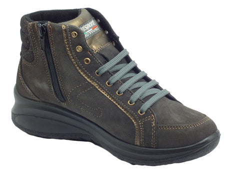 Grisport Grisport Active 5222VV Piombo Vesuvio Tronchetti per Donna in Nabuk con zeppa media antistatica Piombo Vesuvio