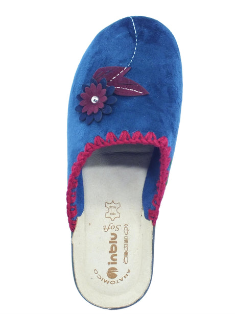 InBlu InBlu BJ00110 Blu Pantofole per Donna in tessuto fantasia fiore Blu