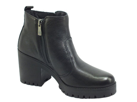 Igi&Co Igi&Co 6160700 Capra Tamponata Nero Tronchetti con tacco per Donna con lampo ed elastico Nero