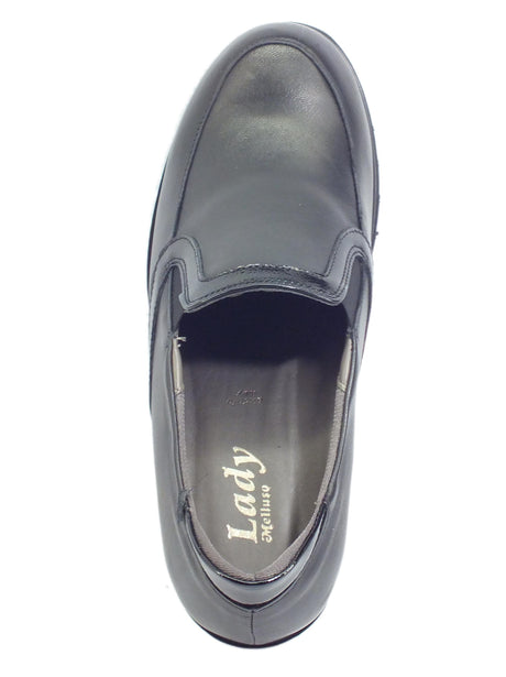 Melluso Melluso R35727 Martina Nero Mocassini per donna in pelle con elastici tacco basso Nero