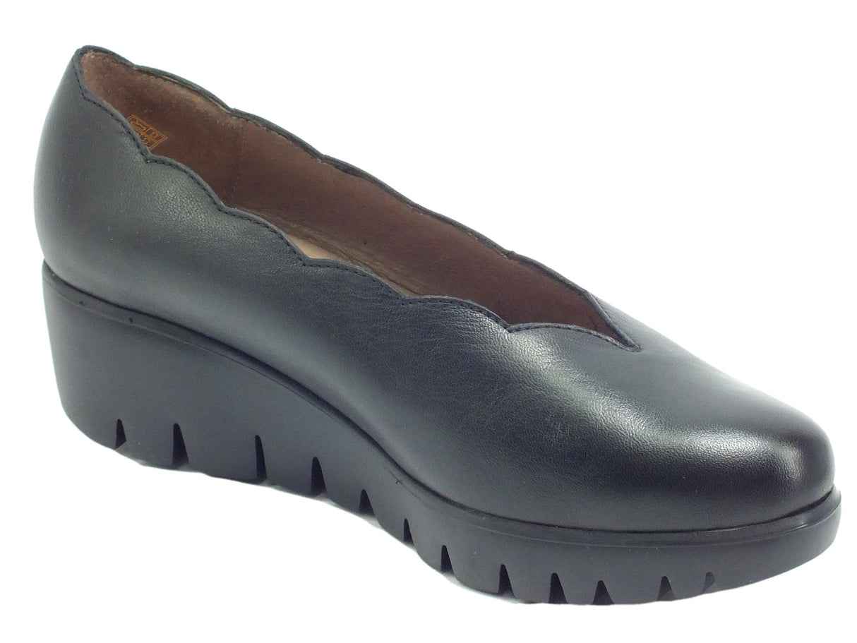 Wonders Wonders C-33130 Velvet Negro Decoltè con zeppa per Donna in Pelle nera Negro