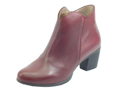 Wonders Wonders I-8501 Nature Vino Tronchetti con tacco medio per Donna in pelle e lampo Vino