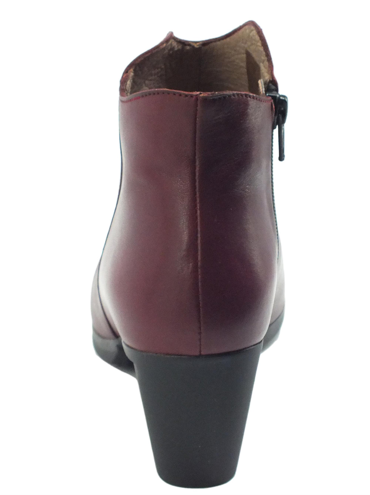 Wonders Wonders I-8501 Nature Vino Tronchetti con tacco medio per Donna in pelle e lampo Vino