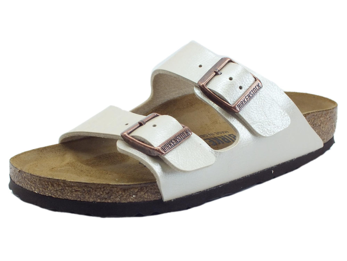 Birkenstock Birkenstock Arizona BS Graceful Pearl White Sandali Donna in sintetico bianco satinato Pearl White