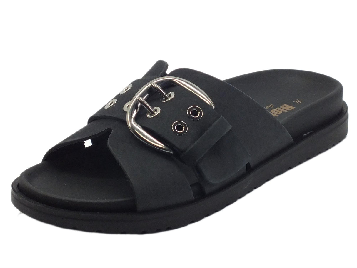 BioNatura BioNatura 92A2140 Nabner Nabuk Nero Sandali ciabatte per Donna nero
