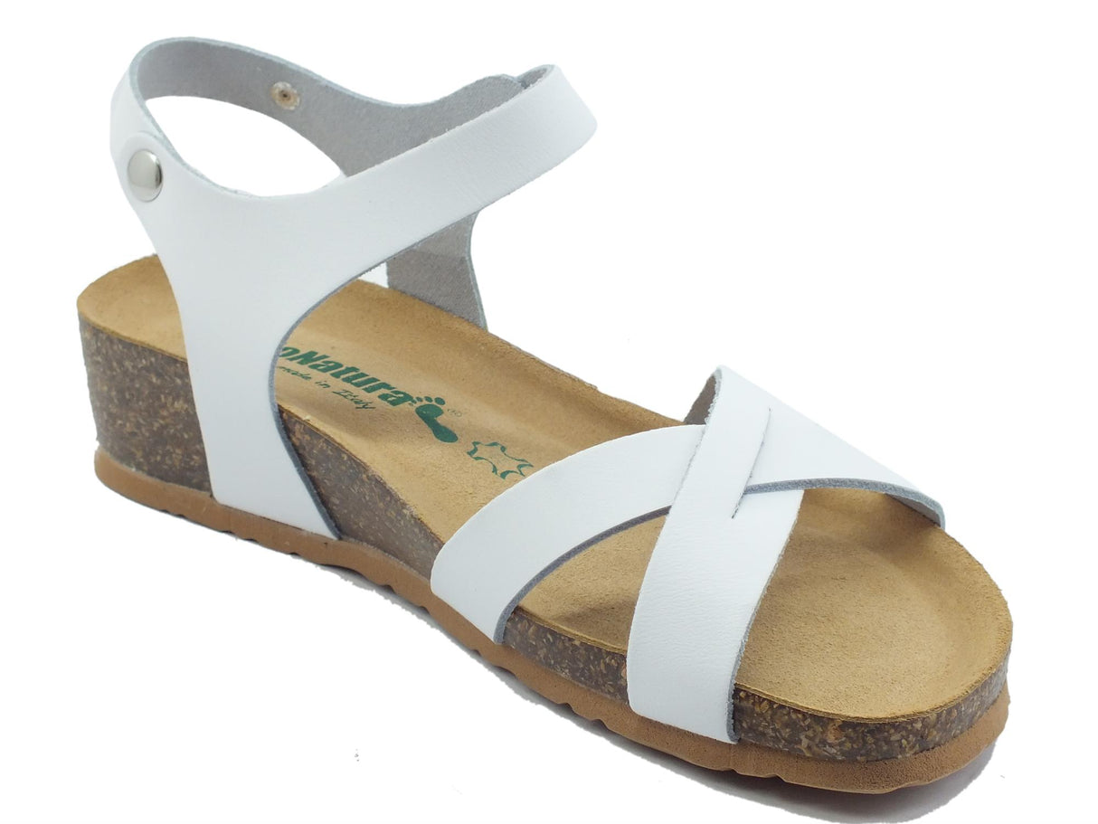 BioNatura BioNatura 12 Fregene IMB By Cast Bianco Sandali per Donna con zeppa bassa in pelle Bianco