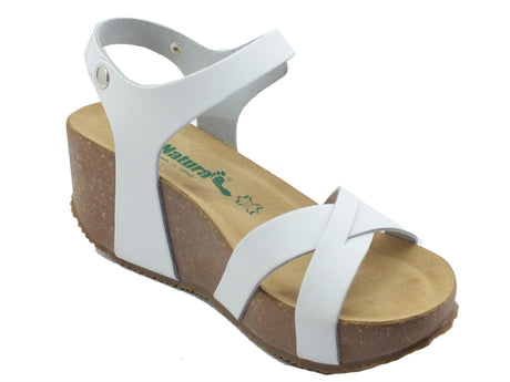 BioNatura BioNatura 24 Fregene IMB By Cast Bianco Sandali per Donna con zeppa alta in pelle Bianco