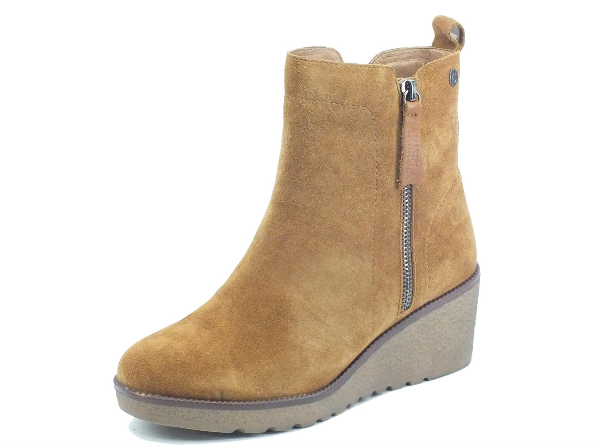 Carmela Carmela 68087 Camel Tronchetti per Donna in camoscio con zeppa media Camel