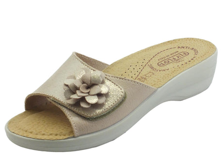 Fly Flot Fly Flot T5 B22 6E Beige Ciabatte per donna sottopiede anatomico in pelle Beige