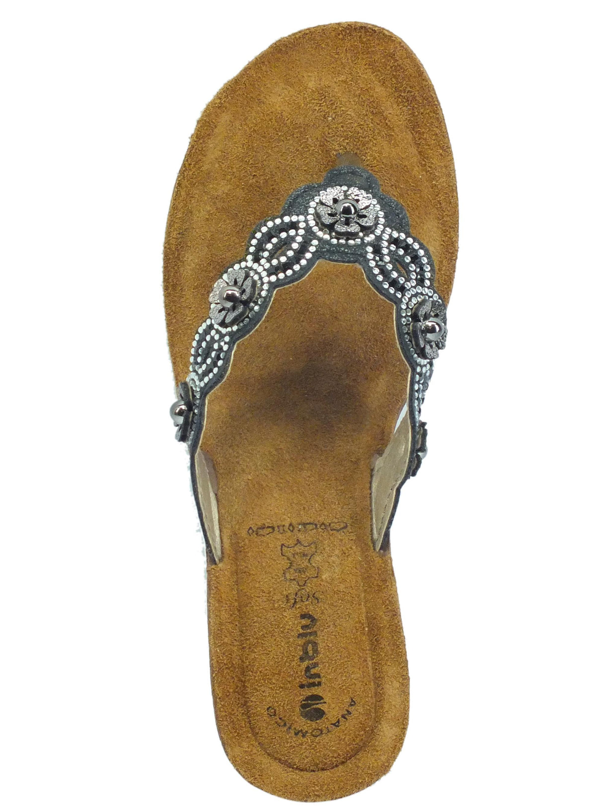 InBlu InBlu GM000037 Black Infradito per Donna con zeppa e sottopiede in nabuk anatomico Black