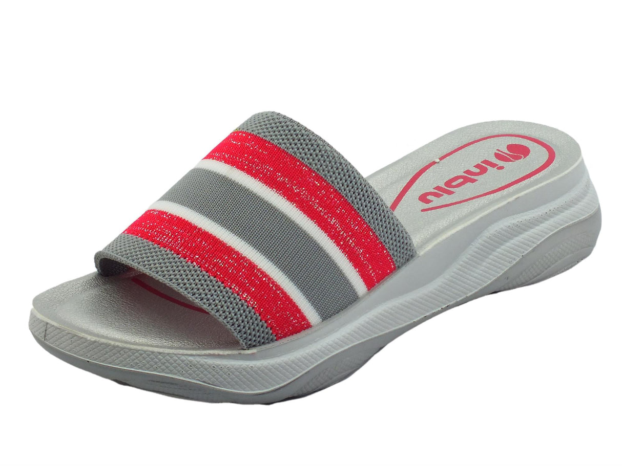 InBlu InBlu LD000010 Fuxia Ciabatte per donna in tessuto zeppa 4cm Fuxia