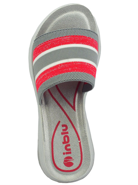 InBlu InBlu LD000010 Fuxia Ciabatte per donna in tessuto zeppa 4cm Fuxia